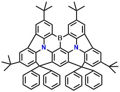 tCzphB-Ph 2,5,11,14-tetra-tert-butyl-7,7,9,9-tetraphenyl-7,9-dihydro-3a2,8a2-diaza-15b-boradiacenaphtho[1,2,3,4-defg:1',2',3',4',5'-pqrst]pentaphene
