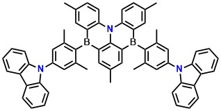 ADBNA-Me-CzAr 5,9-bis(4-(9H-carbazol-9-yl)-2,6-dimethylphenyl)-3,7,11-trimethyl-5,9-dihydro-13b-aza-5,9-diboranaphtho[3,2,1-de]anthracene
