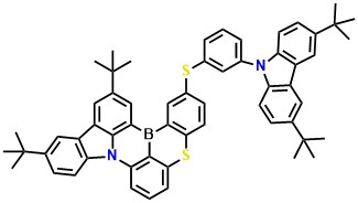 SBSN 11,14-di-tert-butyl-2-((3-(3,6-di-tert-butyl-9H-carbazol-9-yl)phenyl)thio)-5-thia-8b-aza-15b-borabenzo[a]naphtho[1,2,3-hi]aceanthrylene