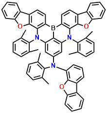 Me-PABO N-(dibenzo[b,d]furan-4-yl)-N,6,10-tris(2,6-dimethylphenyl)-6,10-dihydro-5,11-dioxa-6,10-diaza-17b-boraindeno[2,1-a]indeno[2',1':5,6]naphtho[1,2,3-fg]anthracen-8-amine