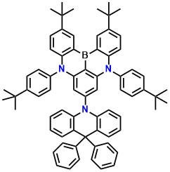 tDPAC-BN 2,12-di-tert-butyl-5,9-bis(4-(tert-butyl)phenyl)-7-(9,9-diphenylacridin-10(9H)-yl)-5,9-dihydro-5,9-diaza-13b-boranaphtho[3,2,1-de]anthracene