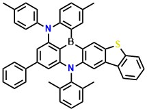 DBT-BN 9-(2,6-dimethylphenyl)-2-methyl-7-phenyl-5-(p-tolyl)-5,9-dihydro-15-thia-5,9-diaza-16b-boraindeno[1,2-b]naphtho[1,2,3-fg]anthracene