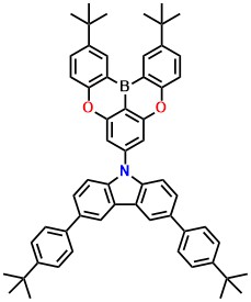 TB-tPCz 3,6-bis(4-(tert-butyl)phenyl)-9-(2,12-di-tert-butyl-5,9-dioxa-13b-boranaphtho[3,2,1-de]anthracen-7-yl)-9H-carbazole