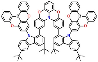 BNB-m 2,12-bis(9-(5,9-dioxa-13b-boranaphtho[3,2,1-de]anthracen-7-yl)-3,6-di-tert-butyl-9H-carbazol-1-yl)benzo[5,6][1,4]oxazino[2,3,4-kl]phenoxazine
