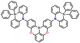 OBO-II 3,11-bis(10,10-diphenyldibenzo[b,e][1,4]azasilin-5(10H)-yl)-5,9-dioxa-13b-boranaphtho[3,2,1-de]anthracene