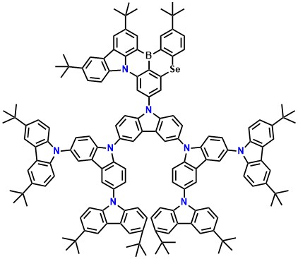 BSeN-TCZ 2,11,14-tri-tert-butyl-7-(3,3'''',6,6''''- tetra-tert-butyl-6',6'''-bis(3,6-di-tert_x0002_butyl-9H-carbazol-9-yl)-9''H- [9,3':9',3'':6'',9''':3''',9''''- quinquecarbazol]-9''-yl)-5-selena-8b_x0002_aza-15b-borabenzo[a]naphtho[1,2,3- hi]aceanthrylene