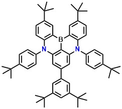 t-DABNA-dtB 2,12-di-tert-butyl-5,9-bis(4-(tert-butyl)phenyl)-7-(3,5-di-tert-butylphenyl)-5,9-dihydro-5,9-diaza-13b-boranaphtho[3,2,1-de]anthracene