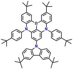 TBN-TPA 2,12-di-tert-butyl-5,9-bis(4-(tert-butyl)phenyl)-7-(3,6-di-tert-butyl-9H-carbazol-9-yl)-5,9-dihydro-5,9-diaza-13b-boranaphtho[3,2,1-de]anthracene