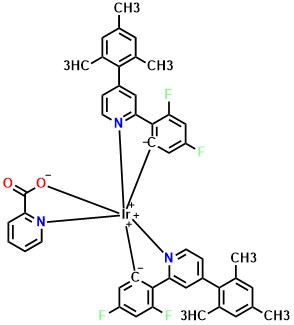 PhFIrPic; Bis[2-(4,6-difluorophenyl)-4-(2,4,6-trimethylphenyl)pyridinato-C2,N](picolinato)iridium(III)