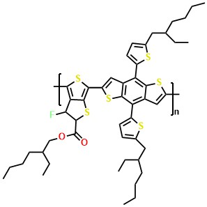 PTB7-Th Poly{4,8-bis[5-(2-ethylhexyl)thiophen-2-yl]benzo[1,2-b:4,5-b']-dithiophene-2,6-diyl-alt-3-fluoro-2-[(2-ethylhexyl)carbonyl]-thieno[3,4-b]thiophene-4,6-diyl}