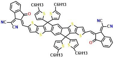 ITIC-TH 3,9-Bis(2-methylene-(3-(1,1-dicyanomethylene)-indanone))-5,5,11,11-tetrakis(5-hexylthienyl)-dithieno[2,3-d:2',3'-d']-s-indaceno[1,2-b:5,6-b']-dithiophene