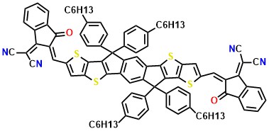 ITIC 3,9-Bis(2-methylene-(3-(1,1-dicyanomethylene)-indanone))-5,5,11,11-tetrakis(4-hexylphenyl)-dithieno[2,3-d:2’,3’-d’]-s-indaceno[1,2-b:5,6-b’]-dithiophene)