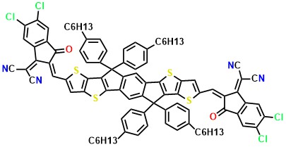 ITIC-4Cl 3,9-Bis(2-methylene-((3-(1,1-dicyanomethylene)-6,7-dichloro)-indanone))-5,5,11,11-tetrakis(4-hexylphenyl)-dithieno[2,3-d:2',3'-d']-s-indaceno[1,2-b:5,6-b']dithiophene