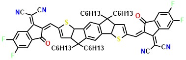IDIC-4F 2,2'-((2Z,2'Z)-((4,4,9,9-tetrahexyl-4,9-dihydro-s-indaceno[1,2-b:5,6-b']dithiophene-2,7-diyl)bis(methanylylidene))bis(5,6-difluoro-3-oxo-2,3-dihydro-1H-indene-2,1-diylidene))dimalononitrile