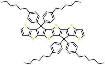 6,6,12,12-tetrakis(4-hexylphenyl)-6,12-dihydro-Thieno[2'',3'':4',5']thieno[3',2':4,5]cyclopenta [1,2-b]thieno[2''',3''':4'',5'']thieno[2'',3'':3',4']cyclopenta[1',2':4,5]thieno[2,3-d]thiophene
