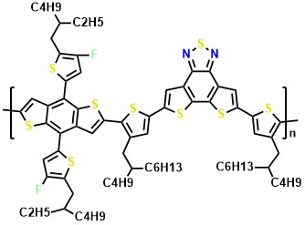 Poly{ (4,8-bis(5-(2-ethylhexyl)-4-fluorothiophen-2-yl)benzo[1,2-b:4,5-b']dithiophene-2,6-diyl)-alt-{5,8-[tributyl(4-(2-butyloctyl)thiophen)]-dithieno[3',2':3,4;2'',3'':5,6]benzo[1,2-c][1,2,5]thiadiazole} }