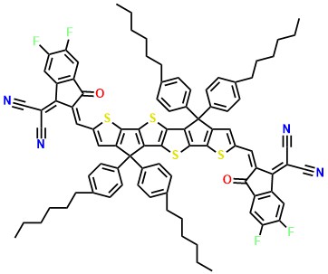2,2'-[[4,4,9,9-Tetrakis(4-hexylphenyl)-4,9-dihydrothieno[3',2':4,5]cyclopenta[1,2-b]thieno[2'',3'':3',4']cyclopenta[1',2':4,5]thieno[2,3-d]thiophene-2,7-diyl]bis[methylidyne(5,6-difluoro-3-oxo-1H-indene-2,1(3H)-diylidene)]]bis[propanedinitrile]