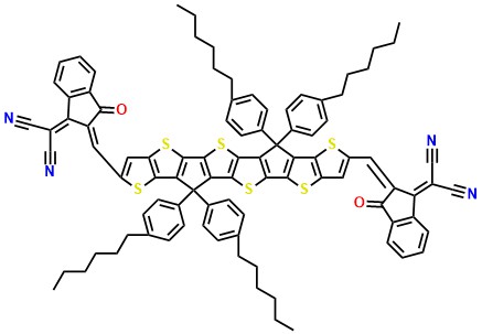 2,2'-[[6,6,12,12-Tetrakis(4-hexylphenyl)-6,12-dihydrothieno[2'',3'':4',5']thieno[3',2':4,5]cyclopenta[1,2-b]thieno[2''',3''':4'',5'']thieno[2'',3'':3',4']cyclopenta[1',2':4,5]thieno[2,3-d]thiophene-2,8-diyl]bis[methylidyne(3-oxo-1H-indene-2,1(3H)-diylidene)]]bis[propanedinitrile]