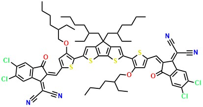 2,2'-((2Z,2'Z)-(((4,4-bis(2-ethylhexyl)-4H-cyclopenta[2,1-b:3,4-b']dithiophene-2,6-diyl)bis(4-(2-ethylhexyloxy)thiophene-5,2-diyl))bis(methanylylidene))bis(5,6-dichloro-3-oxo-2,3-dihydro-1H-indene-2,1-diylidene))dimalononitrile