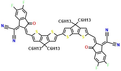 2,2'-((2Z,2'Z)-((4,4,4',4'-tetrahexyl-4H,4'H-[2,2'-bi(cyclopenta[2,1-b:3,4-b']dithiophene)]-6,6'-diyl)bis(methanylylidene))bis(5,6-difluoro-3-oxo-2,3-dihydro-1H-indene-2,1-diylidene))dimalononitrile
