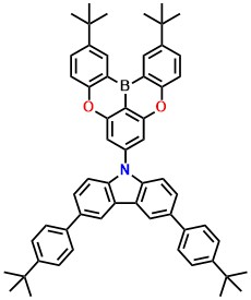TB-tPCz 3,6-bis(4-(tert-butyl)phenyl)-9-(2,12-di-tert-butyl-5,9-dioxa-13b-boranaphtho[3,2,1-de]anthracen-7-yl)-9H-carbazole
