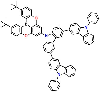 TB-P3Cz 9'-(2,12-Di-tert-butyl-5,9-dioxa-13b-boranaphtho- [3,2,1-de]anthracen-7-yl)-9,9''-diphenyl-9H,9'H,9''H-3,3':6',3''-tercarbazole