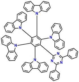 5Cz-TRZ, 9,9',9'',9''',9''''-(6-(4,6-Diphenyl-1,3,5-triazin-2-yl)benzene-1,2,3,4,5-pentayl)pentakis(9H-carbazole)