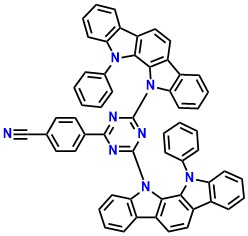 BBICT, 4-(4,6-Bis[12-phenylindolo[2,3-a]carbazol-11(12H)-yl]-1,3,5-triazin-2-yl)benzonitrile