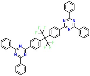 CF3-TRZ, 6,6'-((Perfluoropropane-2,2-diyl)bis(4,1-phenylene))bis(2,4-diphenyl-1,3,5-triazine)