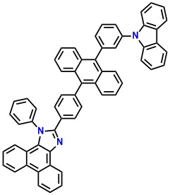 PAC, (2-(4-(10-(3-(9H-carbazol-9-yl)phenyl)anthracen-9-yl)phenyl)-1-phenyl-1H-phenanthro[9,10-d]imidazole)