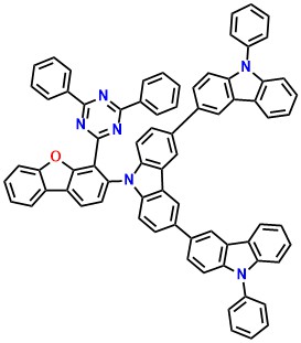 TCzTrzDBF, 9'-(4-(4,6-Diphenyl-1,3,5-triazin-2-yl)-dibenzo[b,d]furan-3-yl)-9,9''-diphenyl-9H,9'H,9''H-3,3':6',3''-tercarbazole