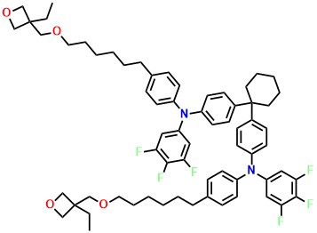 X-F6-TAPC, N,N'-(Cyclohexane-1,1-diylbis(4,1-phenylene))bis(N-(4-(6-((3-ethyloxetan-3-yl)methoxy)hexyl)phenyl)-3,4,5-trifluoroaniline)