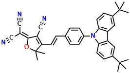 TBCzTCF (E)-2-(3-cyano-4-(4-(3,6-di-tert-butyl-9H-carbazol-9-yl)styryl)-5,5-dimethylfuran-2(5H)-ylidene)malononitrile